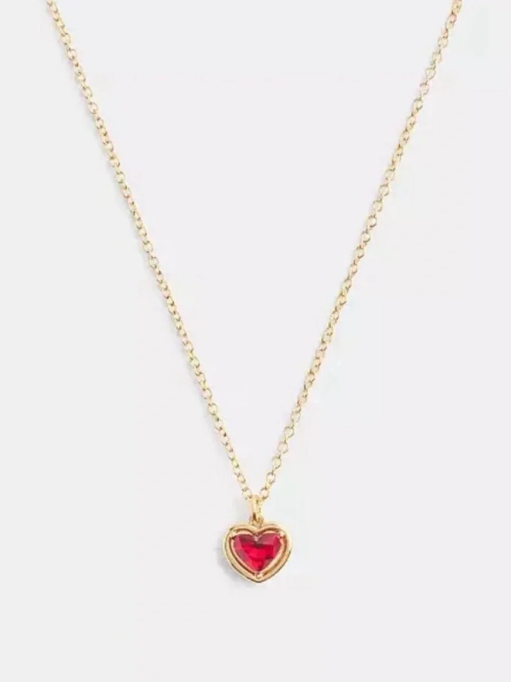 NWT! COACH Red Stone Halo Heart Pendant Necklace - Picture 2 of 5